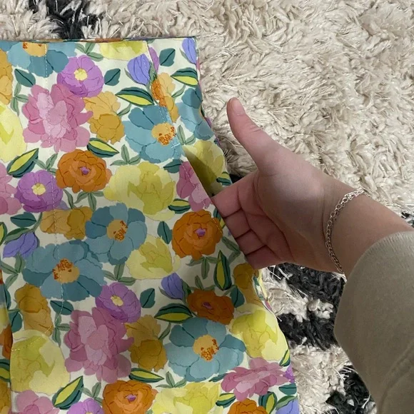 Zara Spring Color Floral Satin Wide Leg Pants - Picture 5 of 11